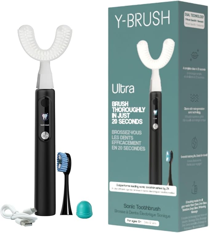 Y-Brush New Ultra 2025 - Sonic Toothbrush 6 Brushing Modes - 6-Month Battery with USB-C, Advanced Plaque Removal, Whitening Technology, Clinically Proven - Adult
