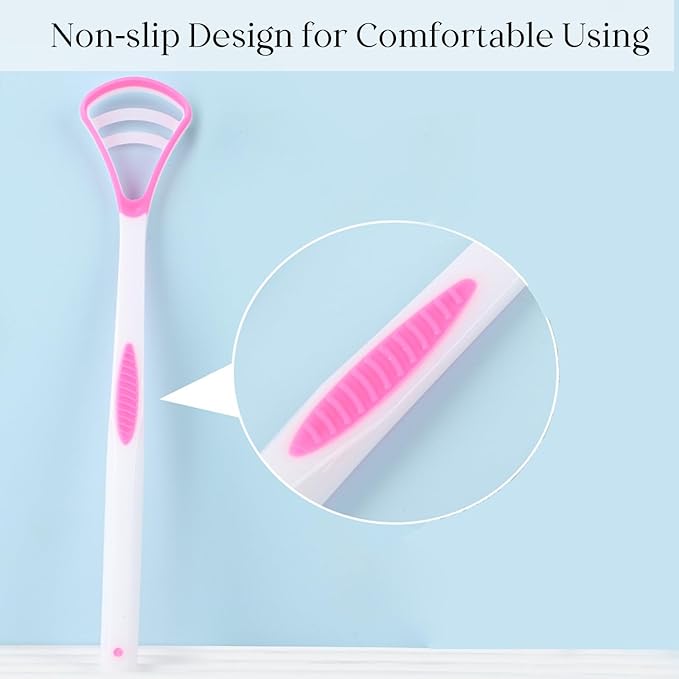 Copper Tongue Scraper Set Tongue Cleaner Kits Plastic Oral Tongue Cleaning Tools Brush for Fresh Breath and Mouth Hygiene Care with Travel Case (2.4”x5.1”)