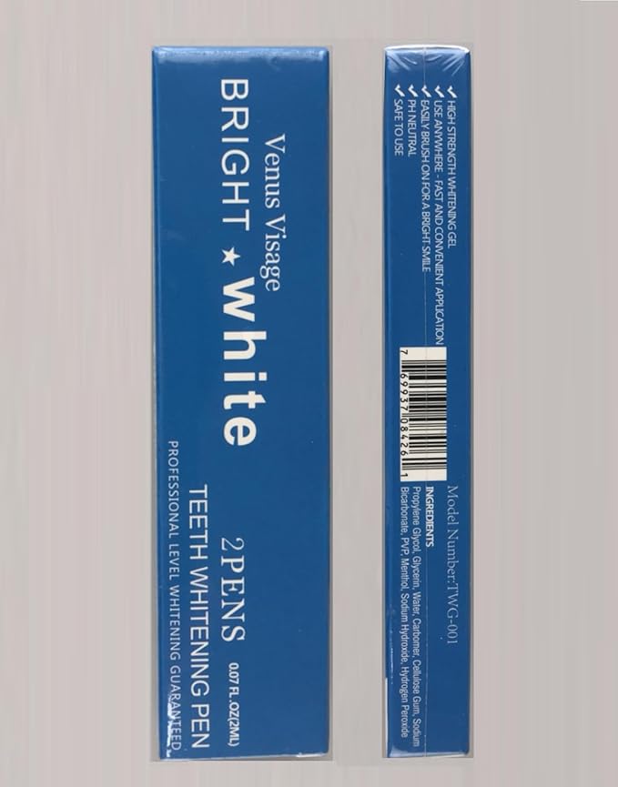 Venus Visage Award Winning Teeth Whitening Pen, 20+ Uses - Teeth whitening Kit Professionally formulated - Best Teeth whitening Gel Pen Teeth Whitener - Low Sensitivity (Mint) (0.07 Fl Oz (Pack of 2))