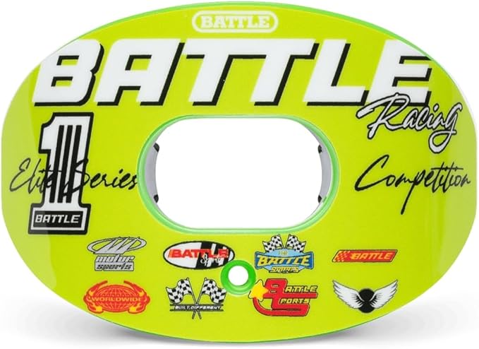 Battle Sports Oxygen Football Mouthguard - Football Mouth Guard with Strap, Superior Airflow & Better Performance, Maximum Breathability, Works with Braces (Racing- Green)