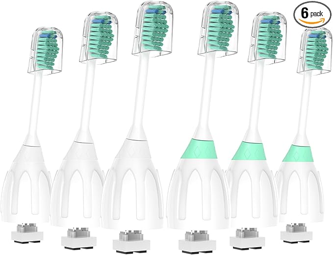 Replacement Toothbrush Heads for Philips Sonicare E-Series Essence Xtreme CleanCare and Other Screw-on Electric Brush Head Multi-Color Rings 6 Packs