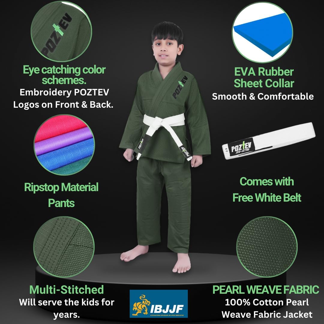 Kids Brazilian Jiu Jitsu Gi For Kids BJJ Gi Youth Grappling Kimonos Preshrunk Lightweight Martial Arts Uniform