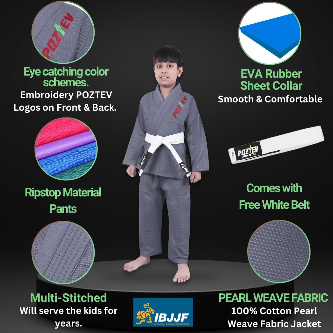 Kids Brazilian Jiu Jitsu Gi For Kids BJJ Gi Youth Grappling Kimonos Preshrunk Lightweight Martial Arts Uniform