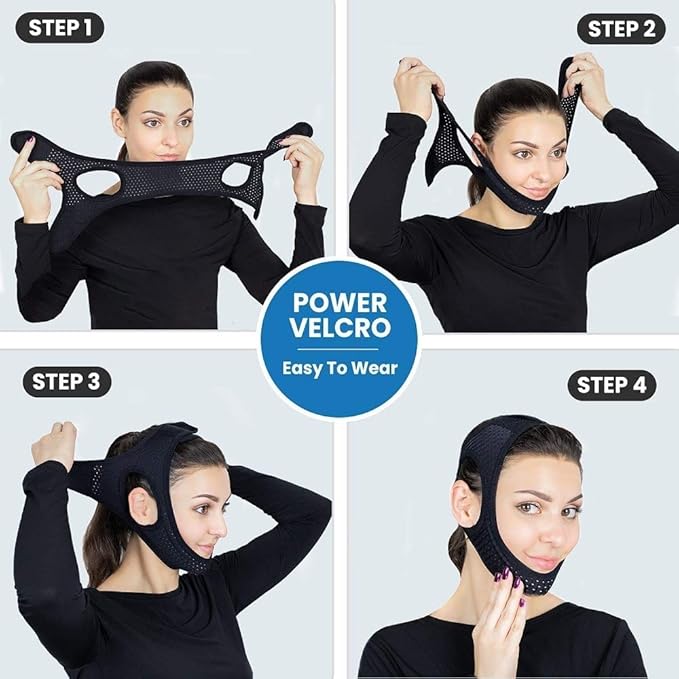 Chin Straps for Snoring, Anti Snoring Chin Strap Devices, Vosaro Jaw Strap for Sleeping with Men Women Closer, Soft Adjustable and Breathable for User Keep Closed While Sleeping for Snorers