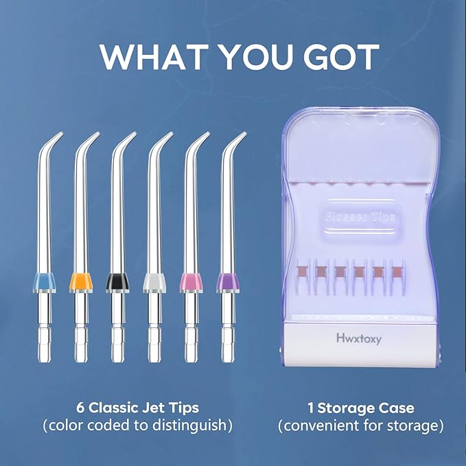Replacement Tips for Waterpik Water Flosser Waterpik' Replacement Parts, Storage Case & AquaFlosser 6 Tips (6 Classic Jet Tips)