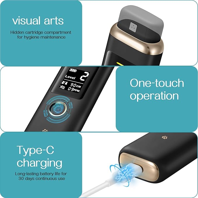 Smart Oral Odor Freshening Detector, Portable Bad Oral Odor Breath Freshening Monitor with 32-bit CPU for Halitosis Detection - Instant VSCs Analyzer, Handheld Bad Breath Checker for Oral Hygiene Care