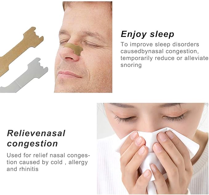 RZJZGZ Medium Breathe Improve Nasal Strips to Reduce Snoring Works Instantly to Improve Sleep, Relieve Nasal Congestion Due to Colds & Allergies (60 Pack)