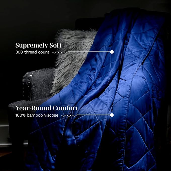 LUXOME Lightweight Blanket | 100% Rayon (Viscose) from Bamboo Fabric & Fill | King/Cal King - 98"x92" | Thermal-Regulating | Super Soft | Sapphire