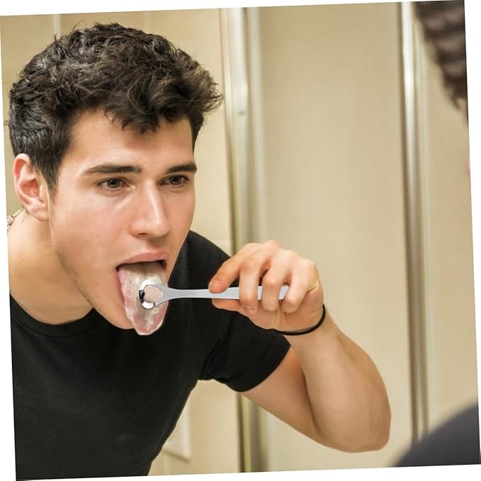 1set Stainless Steel Tongue Scraper for Oral Care Ergonomic Design for Comfortable Grip to Combat Bad Breath and Halitosis Easy to Clean and Travel Friendly