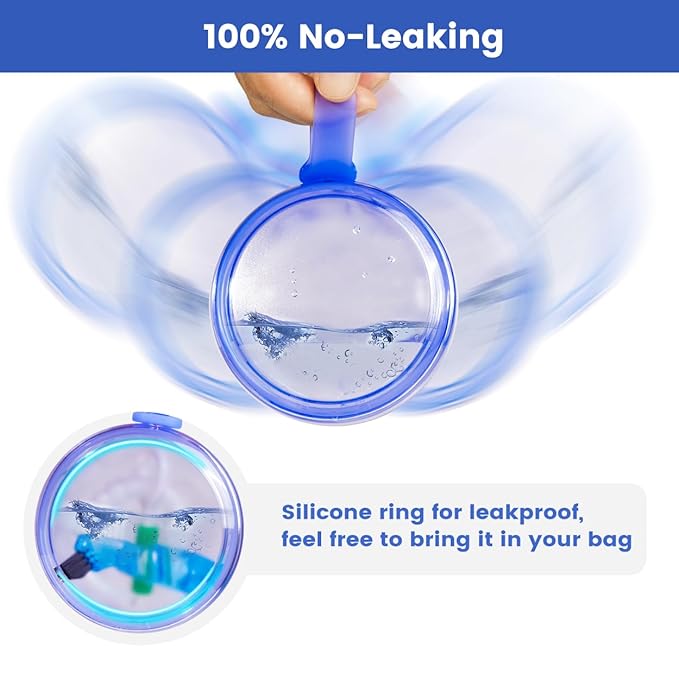 Leak Proof Travel Denture Bath Case for Full Dentures, Denture Cups for Soaking Dentures, Denture Container Cups with Brush for Dentures, Aligner, Retainers, Mouth Guard (Blue)
