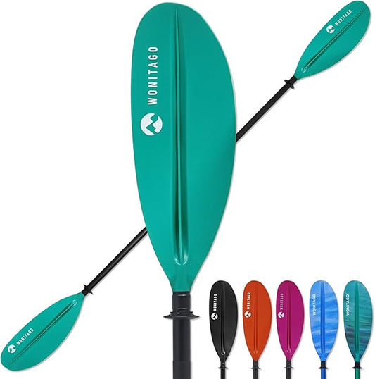 Kayak Paddle with Aluminum Shaft and Reinforced PP Blade, Floating Kayak Oar for Kayaking Canoeing and Boating, 220 cm/86 inches - 230 cm/90 inches