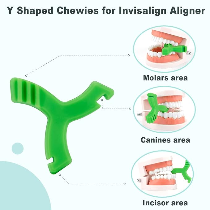 Chewies for Invisalign Aligner, DLENP 4 PCS Y-Shaped Invisalign Trays Seater, Orthodontic Dental Chewies Munchies(2Pcs Unscented, 2 Pcs Mint Scented)