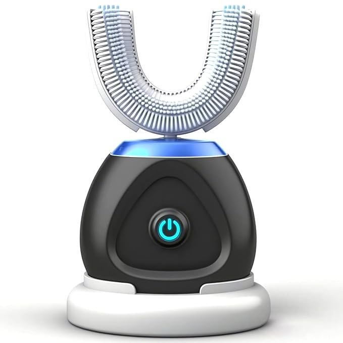 Automatic U-Shaped Ultrasonic 360 Auto Toothbrush with Whitening Blue Light for Adults