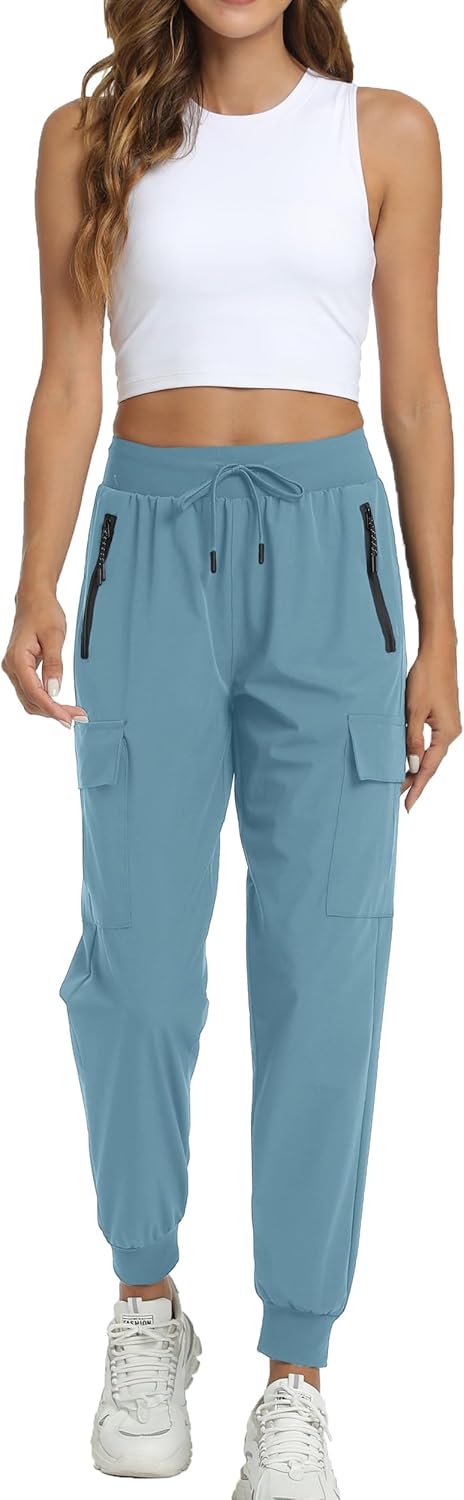 Kcutteyg Womens Water Resistant Hiking Pants with Pockets Quick Dry Soft Athletic Workout Joggers Pants for Camping Travel