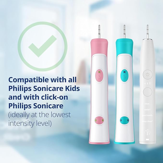 demirdental Kids mini Toothbrush Heads Compatible with Philips Sonicare Kids Toothbrush Heads - Replacement Heads mini Sensitive - Brush Heads from Ages 3 to 6 - Turquoise - Replaces HX6038-8 Pack