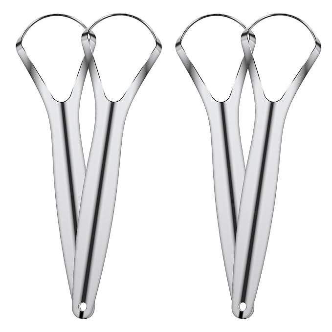 4 Pcs Tongue Scraper Stainless Steel Tongue Cleaners Wide Head Tongue Cleaner Tool Reduce Bad Breath Tongue Scraper for Fresh Breath