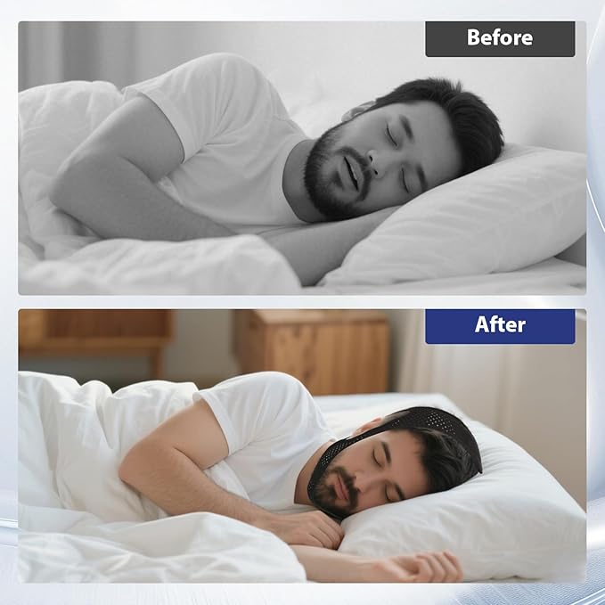 Chin Strap for Sleeping - Effectively Reduce Snoring, Breathing Aid for Snoring，Chin Strap for Users to Keep Mouth Closed, Anti Snore Chin Strap with Adjustable & Breathable Fabric.(2Pack Black/M)