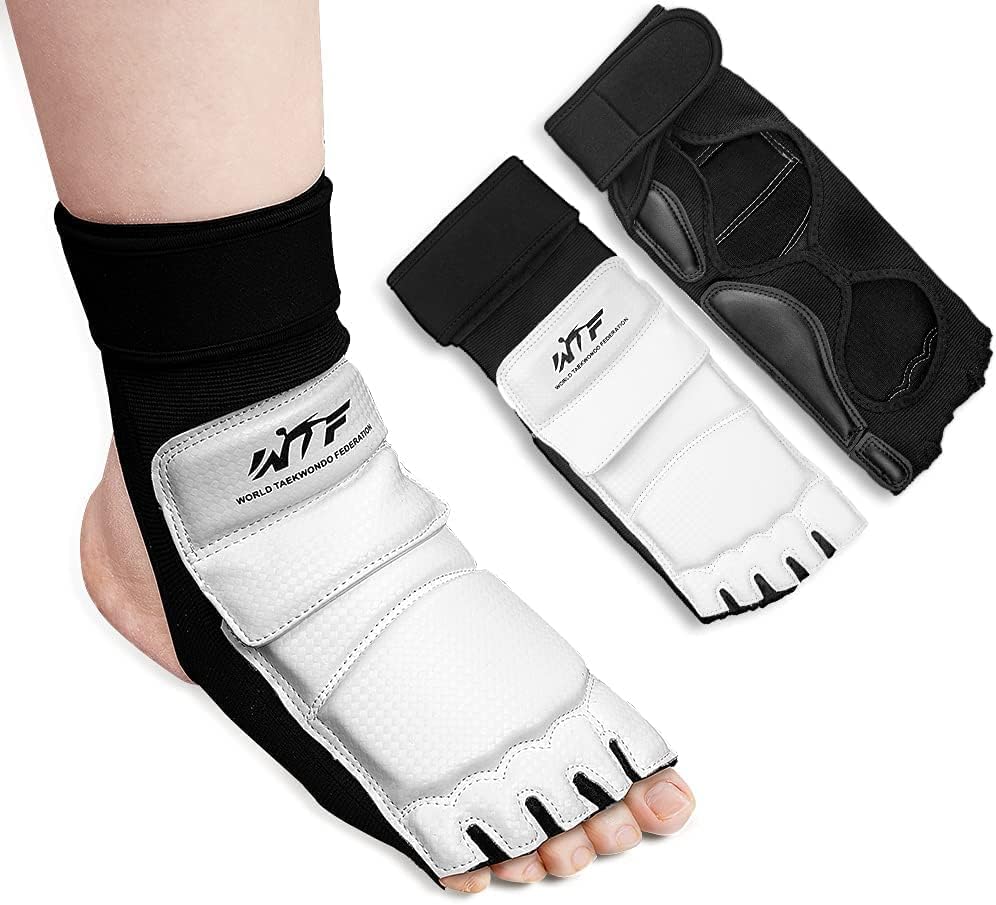 LangRay Taekwondo Sparring Gear Foot Protector Karate Boxing Sparring Foot Guard, Martial Arts Protective Foot Gear for Kung Fu Punch Bag Kickboxing MMA Training