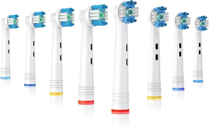 Replacement Brush Heads Compatible with Oral B Electric Toothbrushes, 8 Count, Polishing Cup, Replace 3D White Head, Refills for Braun Model 3756 3757 3765 4729 DB4010
