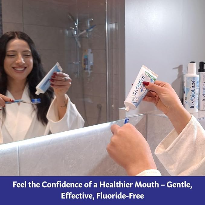 Luv Biotics Fluoride Free Whitening Toothpaste with Oral Probiotics, Xylitol & Aloe Vera for Fresh Breath,Cavity Protection & Oral Care - 75ml