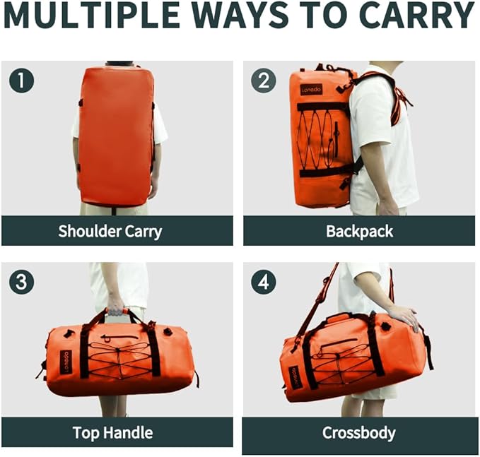 80L Dry Bag Large Waterproof Bag Roll-Top Heavy Duty Fishing Duffel Bag with Durable Straps & Handles for Kayaking Paddle boarding Boating Rafting Fishing