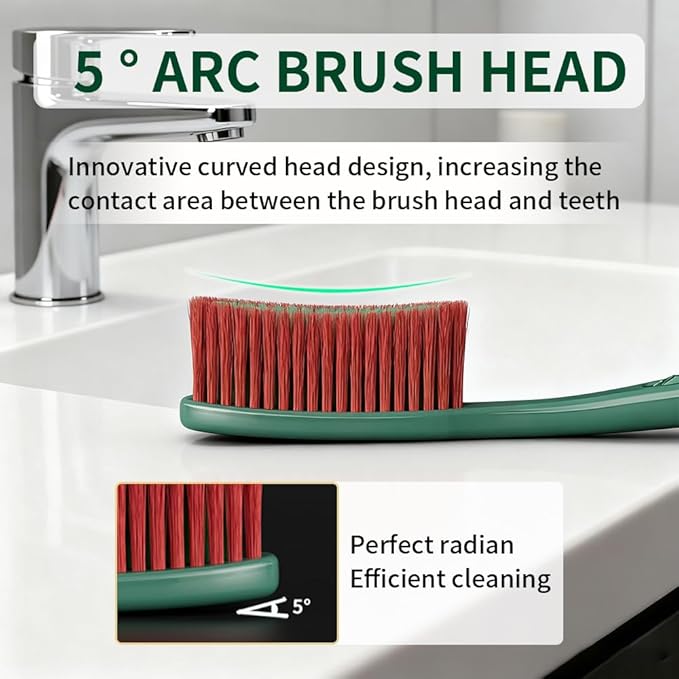 Big Head Manual Toothbrush - 5 Pack, Ultra Soft Bristle Toothbrushes for Adults, Extra Soft Flossing Toothbrush for Sensitive Teeth