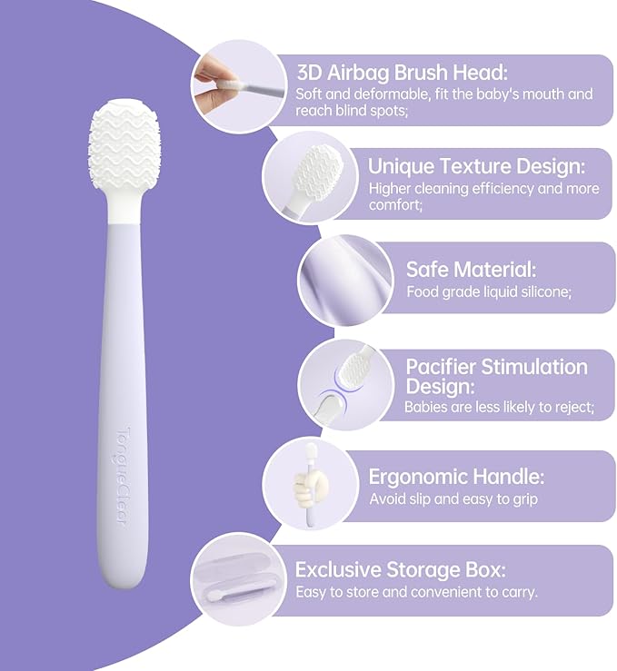 Kids Tongue Scraper, Tongue Cleaner for Infant & Newborn, Baby Oral Cleaner Newborn, Toddler Toothbrush for Tooth Mouth Gum Clean, Infant Toothbrush Oral Cleaning Stick…