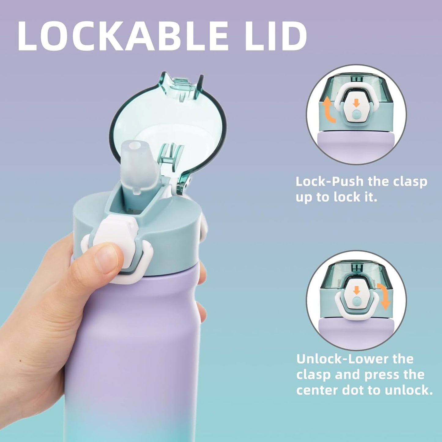 Insulated Water Bottle with Straw and Carry Loop,18 oz Stainless Steel Double Wall Vaccum Metal Water Flask with Leak-proof Lid,Oasis