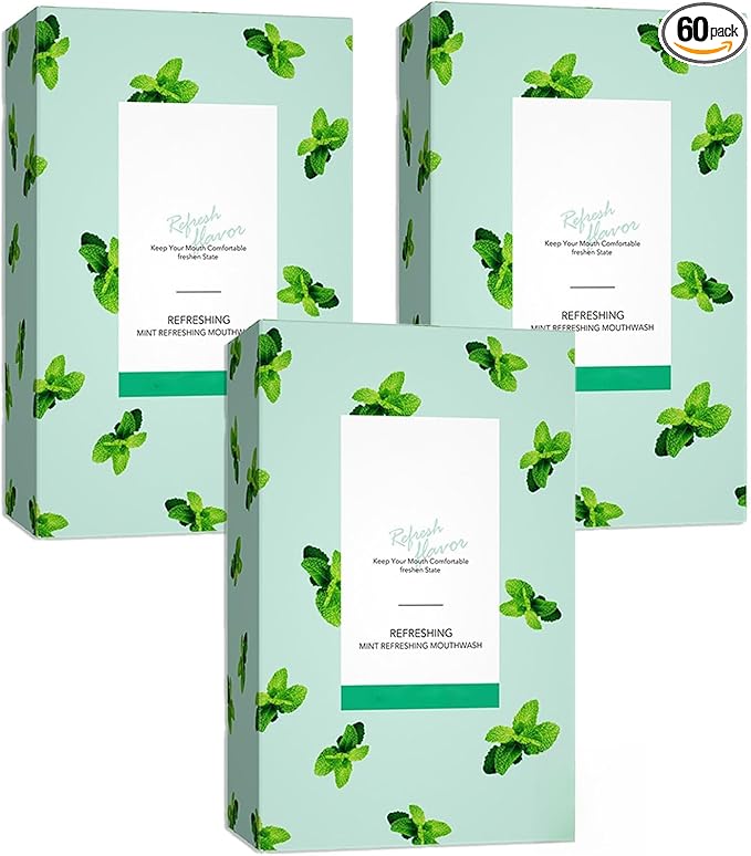 60PCS Travel Size Mouthwash,Portable Mini Mouthwash,Long-Lasting Freshness Travel Mouth Wash for Oral Care A31