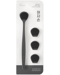 DEARCUS Korean Tongue Scraper with 3 Replaceable Heads - 100% BPA Free TPE Tongue Cleaner - Reduce Bad Breath & Without Hurt - Hygienic Scraper - Modern & Simple Design (Deep Gray)