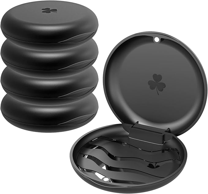 (5 Pack) Retainer Case,Solid Orthodontic Retainer Case-Black