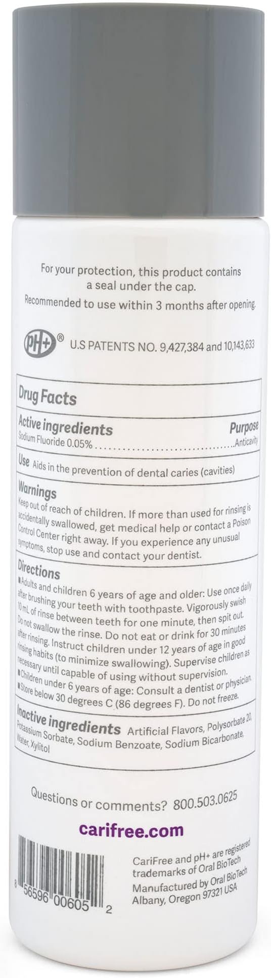 CariFree Maintenance Rinse, Grape Flavored, Anti-Cavity Fluoride Mouthwash, Dentist Recommended, Prevents Oral Decay, Freshens Breath, Alcohol-Free, Neutralizes pH (Previously CTx3)