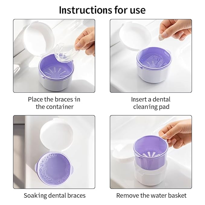 2PCS Retainer Cleaner Case, SENLIN DENTAL Double-layer Hollowed-out Draining Braces Denture Bath Case for Aligner, Retainers, Mouth Guard, Night Guard, Travel Cleaning