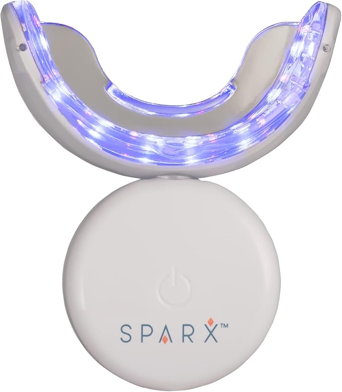 SPARX Wireless Teeth Whitening Kit with LED Light for Sensitive Teeth Remove Stains Like Coffee, Smoking, Wine. Whiten Smile for Long Lasting Results, Includes 3 Gel Syringes, 1 Dual LED Mouthpiece
