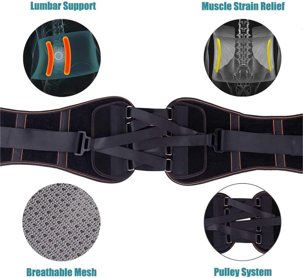 King of Kings Lower Back Brace Pain Relief with Pulley System - Lumbar Support Belt for Women and Men - Adjustable Waist Straps for Sciatica, Spinal Stenosis, Scoliosis or Herniated Disc - Large