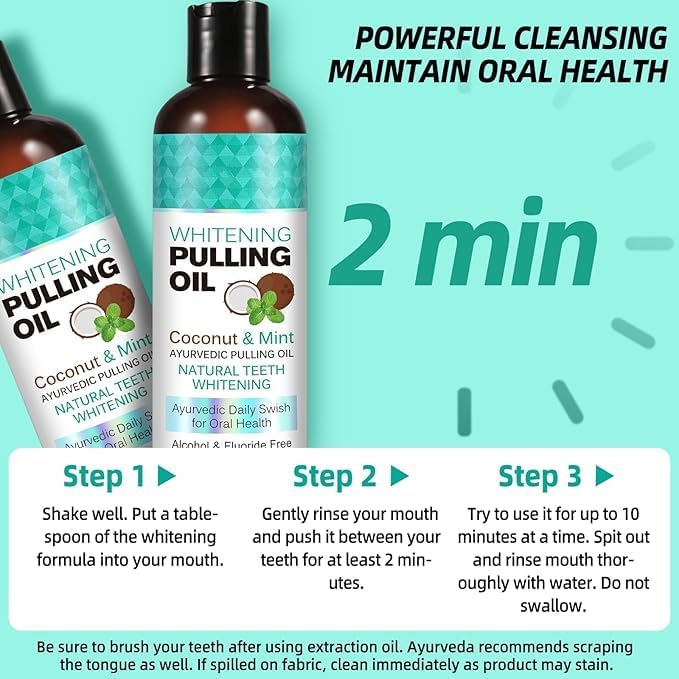 Coconut Oil Pulling for Fresh Breath and Oral Hygiene - Ayurvedic Expert Formulated | Supports Healthy Gums | Natural Teeth Whitening - Includes Tongue Scraper and Measuring Cup - 8 fl. oz