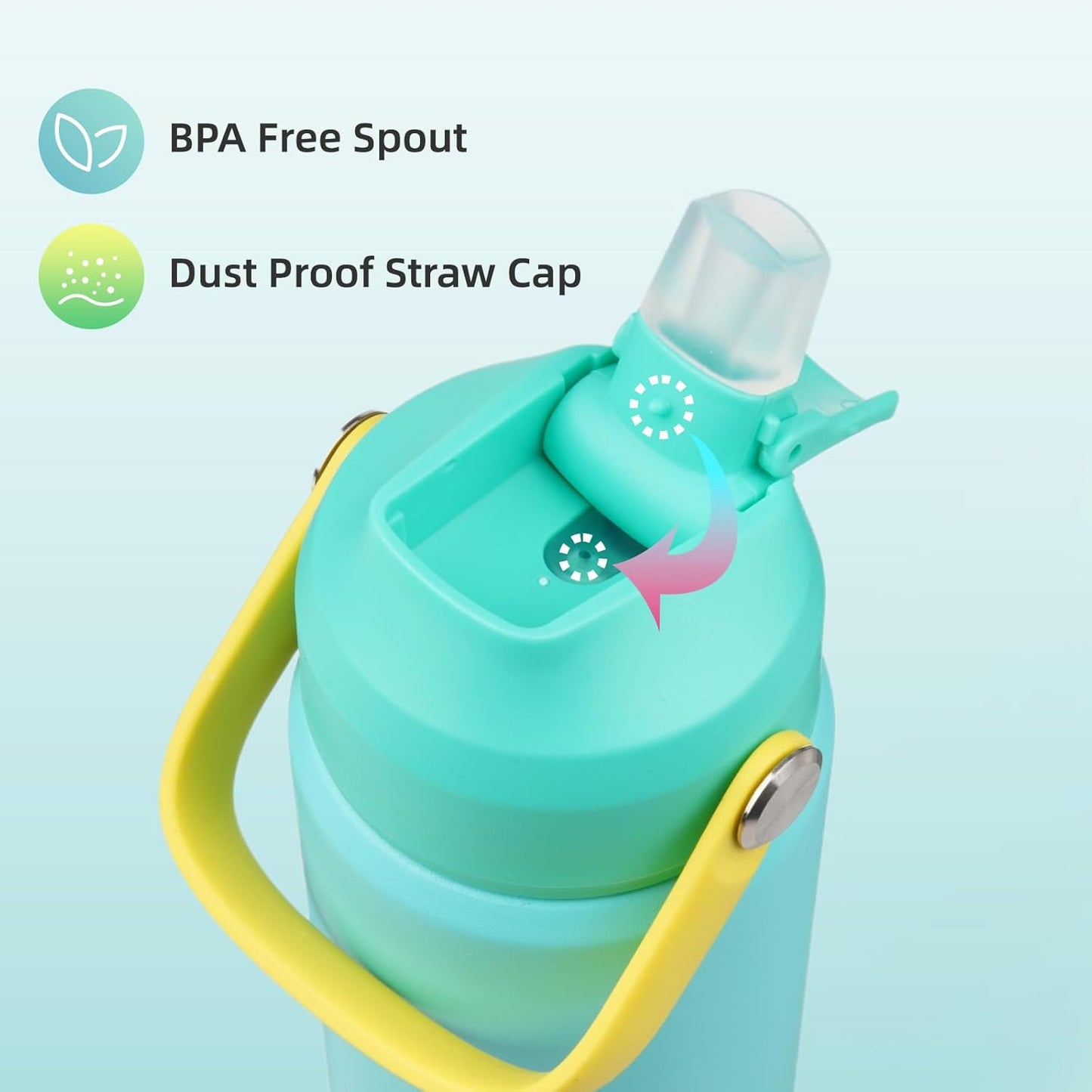 Insulated Water Bottle with Straw Lid,18 oz Stainless Steel Vacuum Metal Bottle with Silicone Handle,Twilight Blue