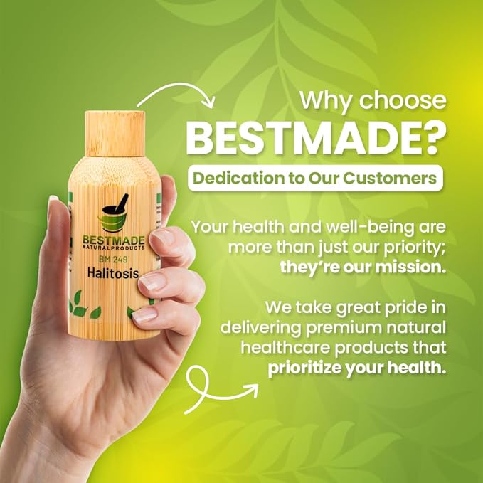 Bestmade Natural Products Halitosis, Natural Remedy for Bad Breath BM249 - Helps Improve Oral Health, Reduce Smelly Breath & Restore Healthy Bacteria in The Mouth, 30 mL Drops
