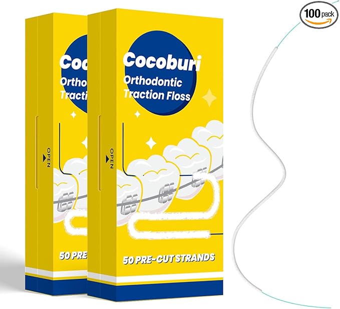 Dental Floss for Braces,Pre-Cut Strands Floss,Threaders for Bridges,Threaded Floss for Braces & Bridges,50 Counts(Pack of 2)