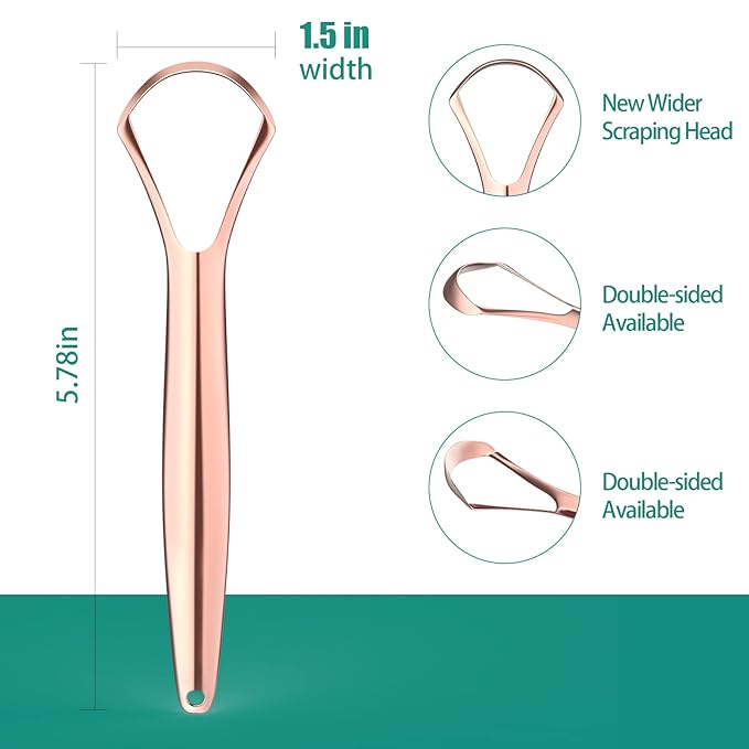 RONAVO Tongue Scraper Cleaner for Adults and Kids, Oral Hygiene, Oral Health, Improve Taste, No Smell, No Rust, 2 Colors (4 Pack)