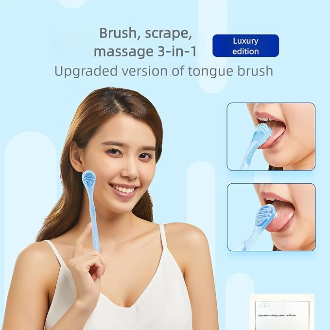 YANDY Double Sided Design Tongue Scraper, Ultra Soft Tongue Cleaner for Adults and Children, Freshens Breath and Helps Eliminate Bad Breath (3 Pack)