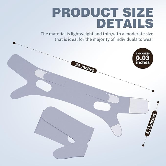 OHELEEP Anti Snore Chin Strap for CPAP Users, Snore Stopper Adjustable, Chin Strap for Sleeping Comfortable Stop Snoring Solution, Anti Snoring Devices Breathable and Reusable, Gray, M