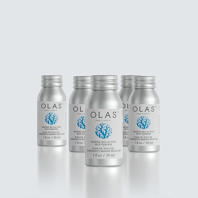 OLAS Complete Oral Care Collection – Marine Bio-Active Toothpaste (3.5oz), Alcohol-Free Mouthwash (200ml), & Travel 3-Pack (1oz Each) – Dentist-Formulated, Fluoride-Free & SLS-Free
