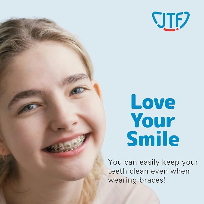 JTF Orthodontic Manual Toothbrush for Braces: 6 U-Shaped Tooth Brush with 6 Interdental Brushes, Ultra-Durable Bristles for Stain Removal and Deep Oral Clean, Toothbrushes for Tooth with Dental Device