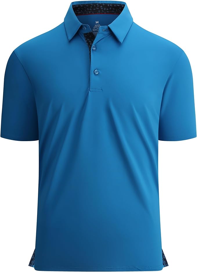 Alex Vando Mens Golf Shirt Moisture Wicking Quick-Dry Solid Short Sleeve Polo Shirts for Men