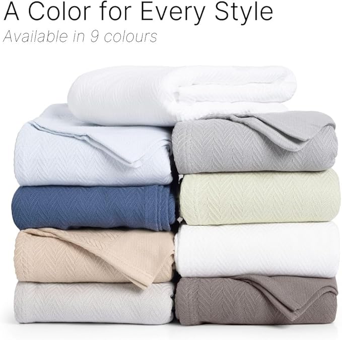 Luxury Cotton Blankets for King Bed - Blanket for Ultimate Comfort and Warmth, Herringbone Cozy Lightweight,Soft and Breathable Design Ideal for Cuddling for All Seasons Dark Grey