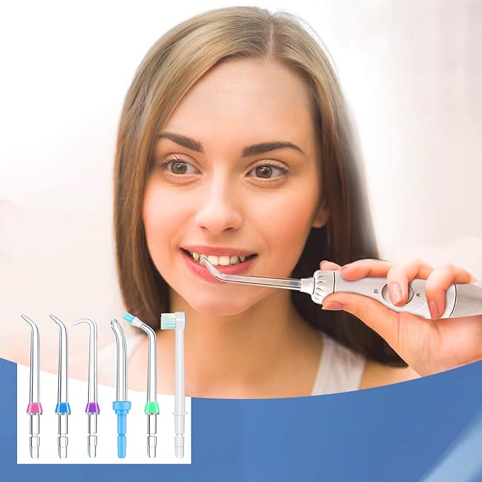 Replacement Tips for Waterpik, Water Flosser Replacement Heads Parts for Waterpik Oral Irrigator, 6 Tips Different & Storage Case Bundle