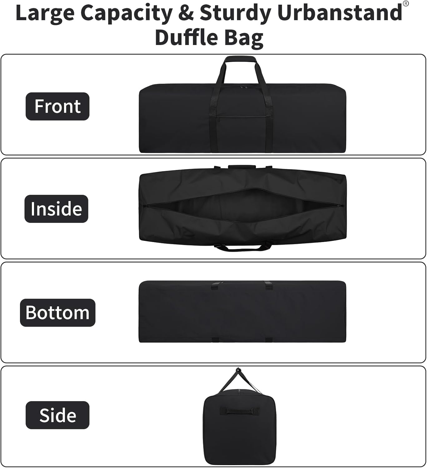 48 Inch Travel Duffle Bag Extra Large Sport Equipment Duffel Bags with 2-way Lockable Zippers(Black 48inch 2Pack)