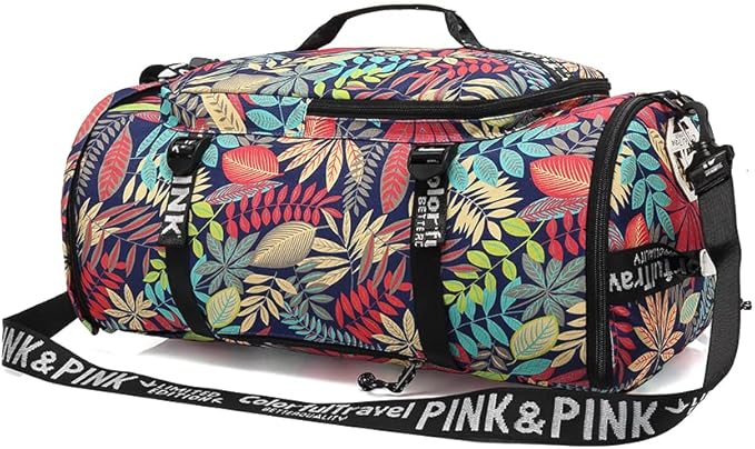 Kalesi Floral Gym Duffle Bag Backpack 4 ways for Women Waterproof with Shoes Compartment for travel Sport Hiking laptop Lightweight