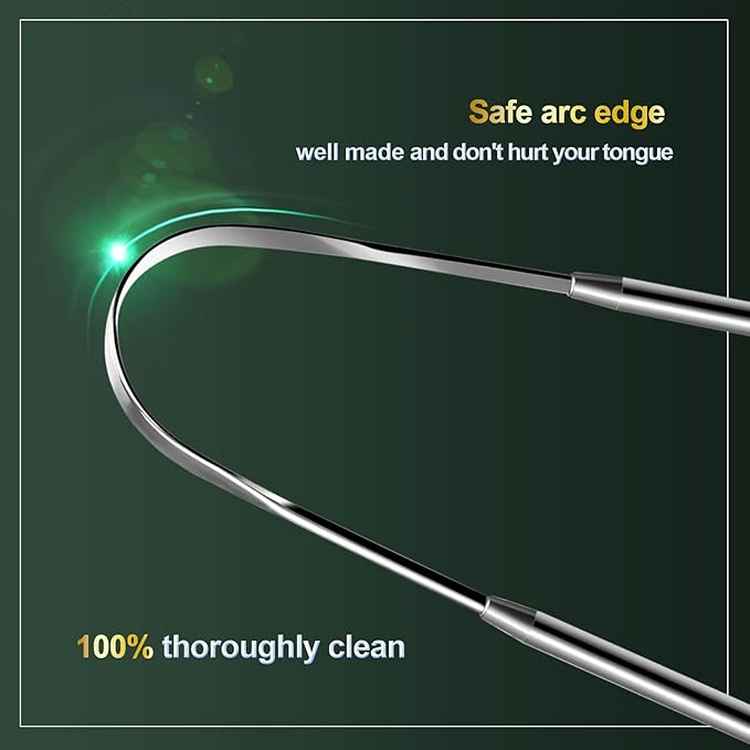 2 Pack Tongue Scraper, 100% Surgical 304 Stainless Steel Tongue Cleaner for Adults And Kids, Professional Tongue Brush for Oral Care, Improve Bad Breath and Fresh Breath